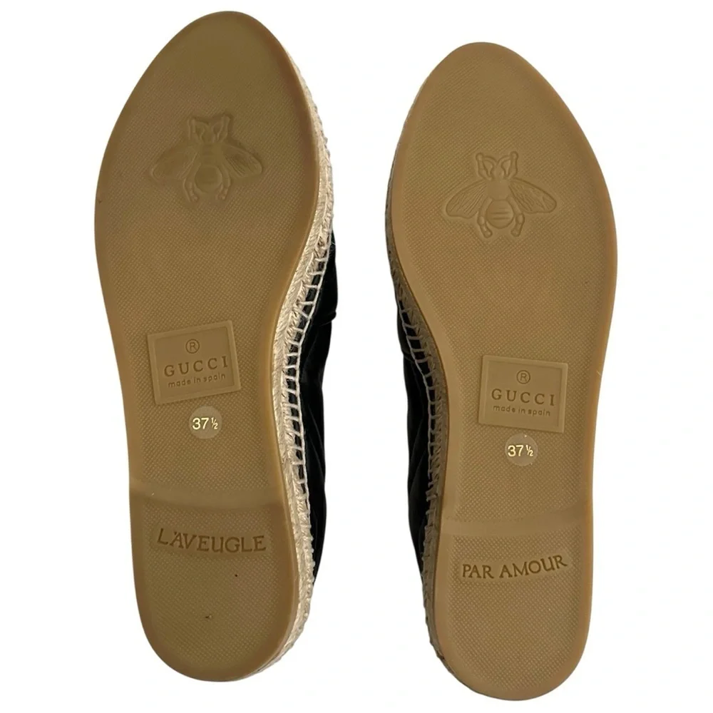 Gucci Nappa Quilted Charlotte GG Marmont Espadrilles in Black 37.5 | US 7.5